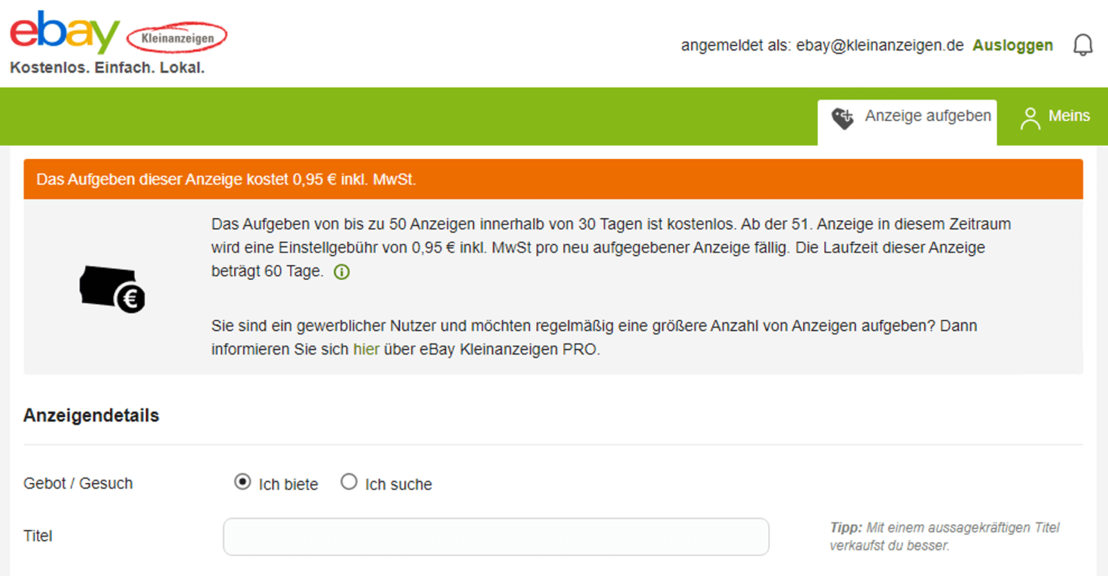 Maximiere deine Anzeigen auf Kleinanzeigen So viele kostenlose