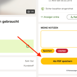 Kleinanzeigen Anzeige als PDF speichern