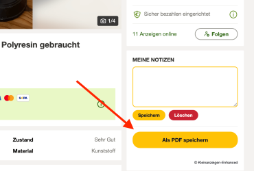 Kleinanzeigen Anzeige als PDF speichern